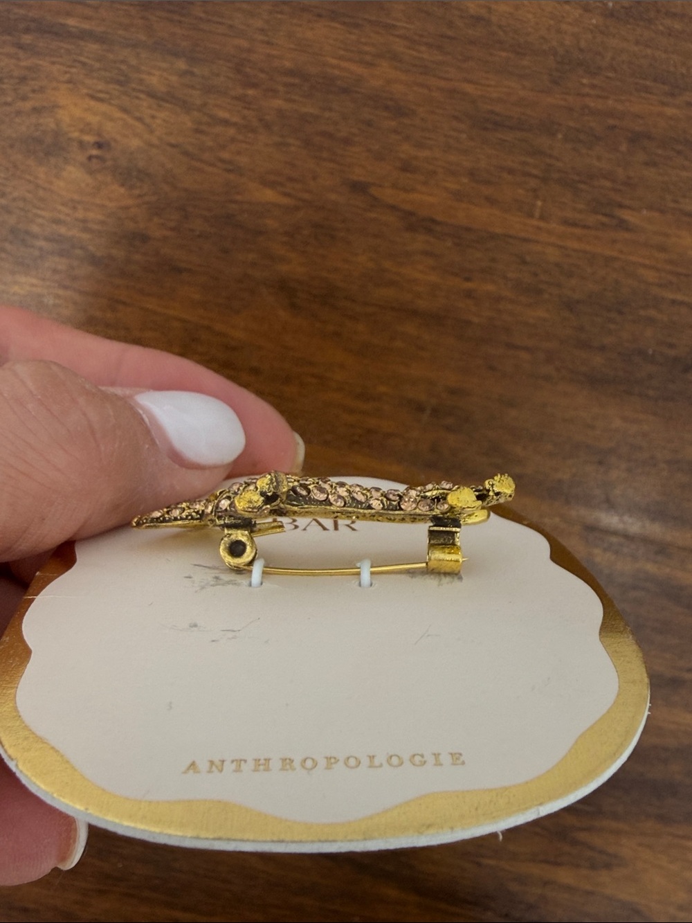 Anthropologie Brown Crystal Dachshund Brooch Green Crystal Collar NWT - Picture 4 of 5
